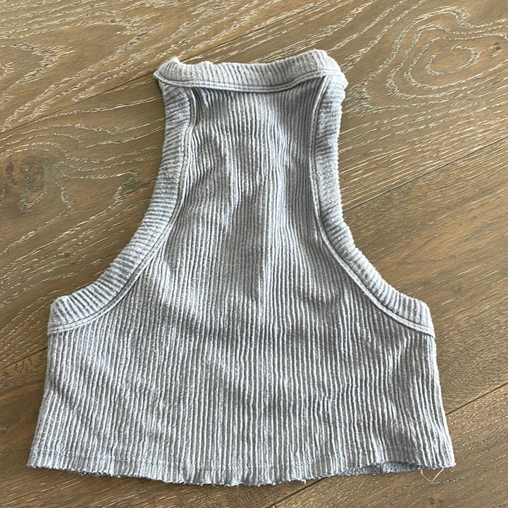 Blue Cropped Halter Neck Top